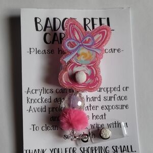 Hand Crafted Multicolor Bunny Badge Reel